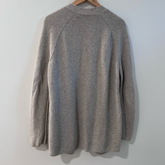 J. JILL Open Cardigan Slope Sleeve Oatmeal Silk & Cotton Blend Size Medium - Picture 5 of 7